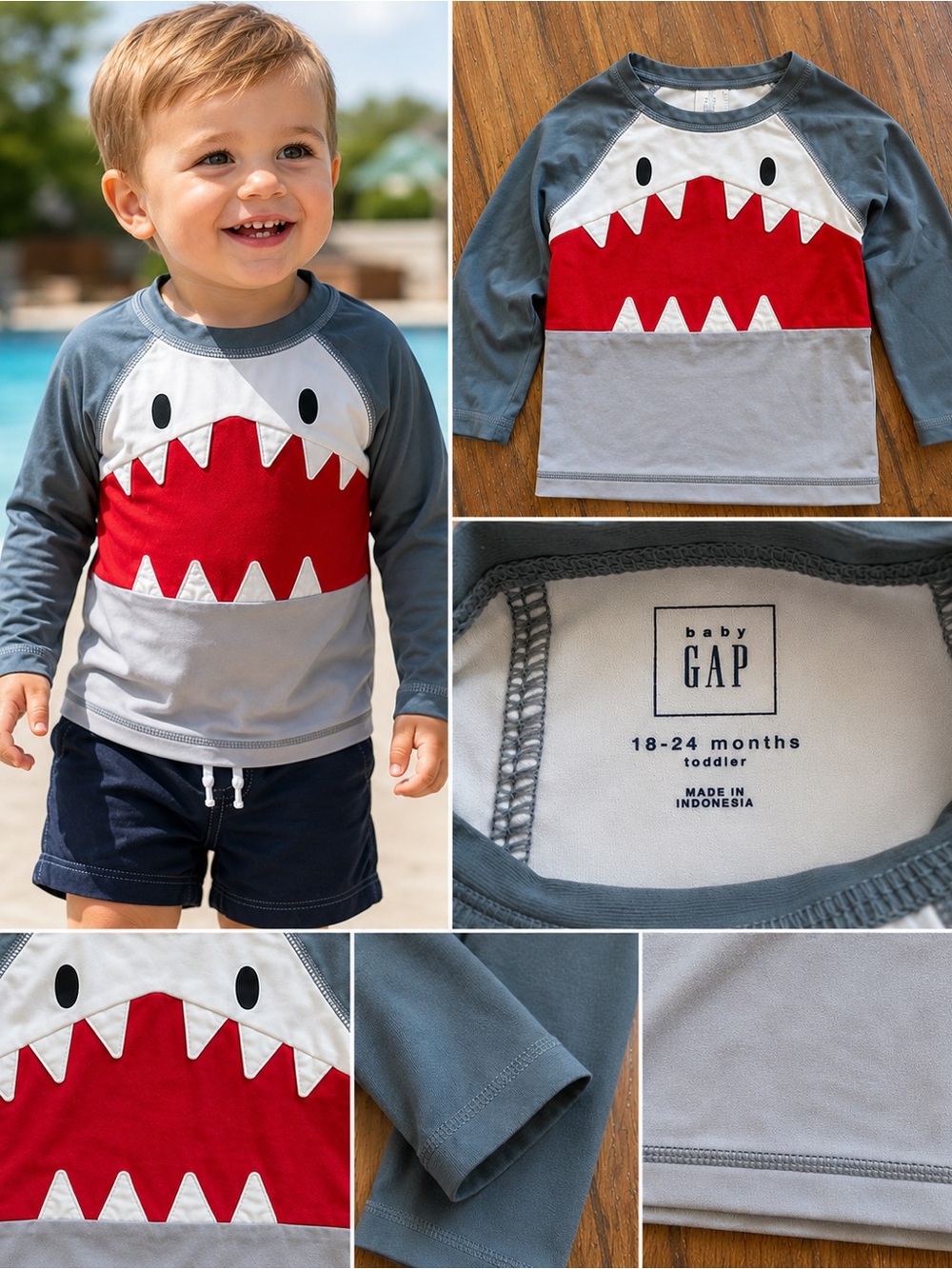 Baby Gap Shark Rash Guard 18-24 m